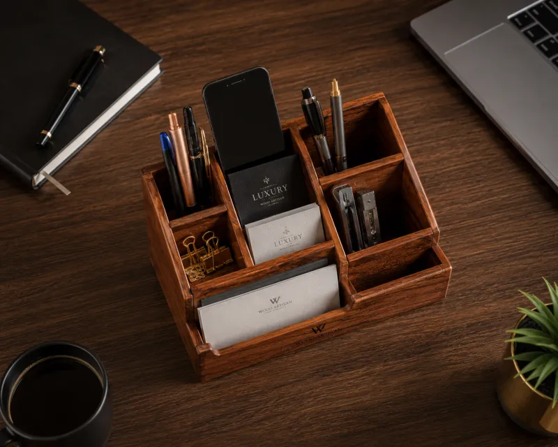 Premium Wooden Pen Stand Organizer