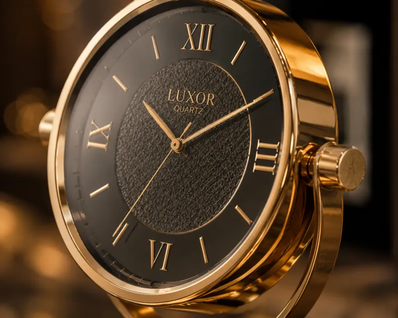 Luxury Metallic Table Clock Hover