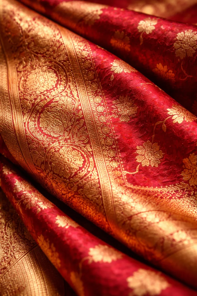 Royal Red Banarasi Silk Saree Hover