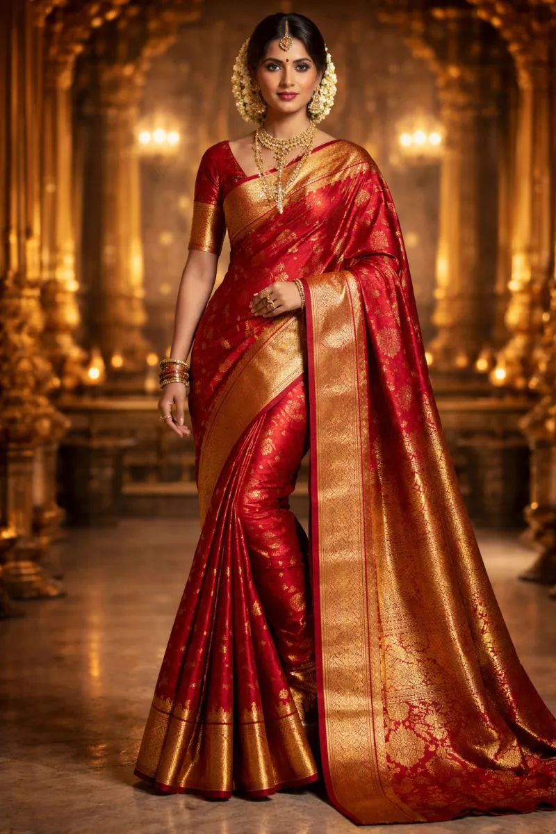 Royal Red Banarasi Silk Saree