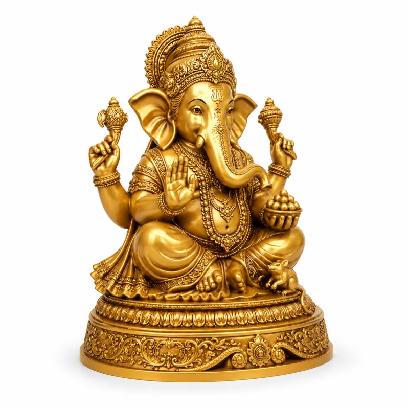 Premium Golden Ganesha Idol Hover